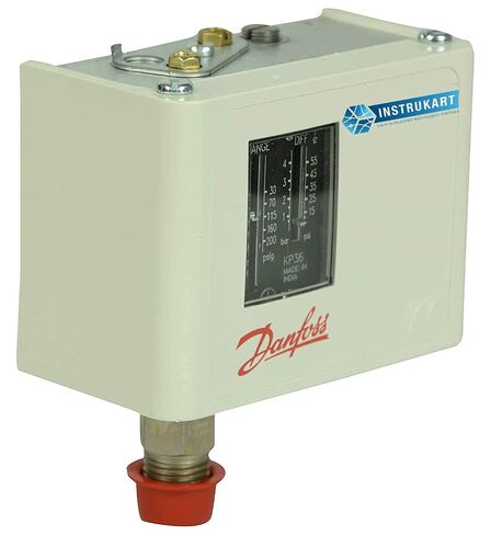 Manual Pressure Switch with SS Reducer (Range: 30 to 200 PSI) for Compressors, HVAC, Hydraulics, by Danfoss Model: KP36 (Pack of 1) in Kuwait