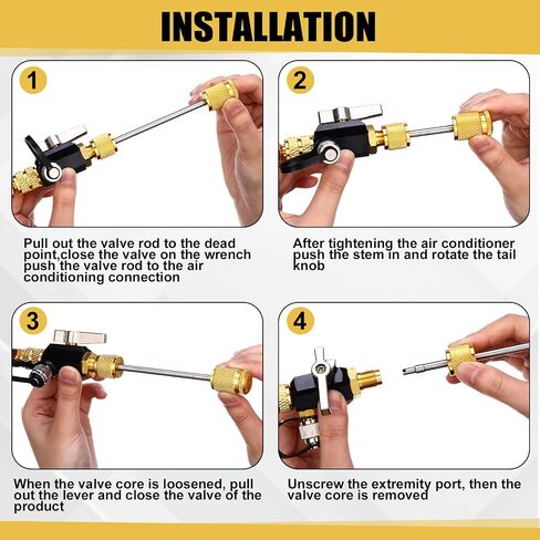 طقم قياس فراغ HVAC لاسلكي رقمي صغير، 0-19000 مقياس فراغ رقمي لإخلاء HVAC/R مع أداة إزالة صمام أساسية 1/4 بوصة و5/16 بوصة، 20 قلب صمام، خرطوم 6 أقدام ومفاتيح خدمة in Kuwait