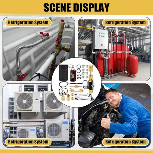 طقم قياس فراغ HVAC لاسلكي رقمي صغير، 0-19000 مقياس فراغ رقمي لإخلاء HVAC/R مع أداة إزالة صمام أساسية 1/4 بوصة و5/16 بوصة، 20 قلب صمام، خرطوم 6 أقدام ومفاتيح خدمة in Kuwait