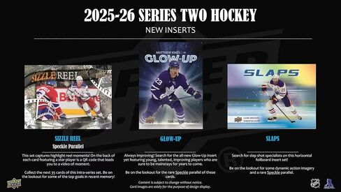 2025 2026 Upper Deck Hockey Series 2 صندوق ناسف بطاقة مختوم مكون من 48 بطاقة يحتوي على بطاقة OPC لامعة وبطاقة Green Dazzler حصرية بالإضافة إلى فرصة لبطاقة Matthew Schaefer Young Guns Rookie والمزيد in Kuwait