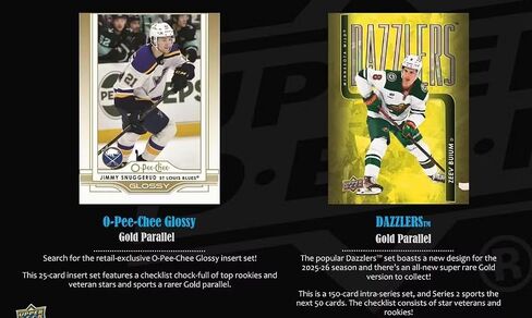 2025 2026 Upper Deck Hockey Series 2 صندوق ناسف بطاقة مختوم مكون من 48 بطاقة يحتوي على بطاقة OPC لامعة وبطاقة Green Dazzler حصرية بالإضافة إلى فرصة لبطاقة Matthew Schaefer Young Guns Rookie والمزيد in Kuwait