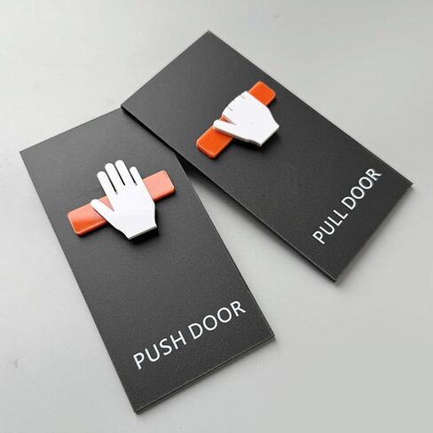OUNONA 2pcs Acrylic Push Pull Door Signs with Intuitive Icon Design for Wood Doors and Office Conference Rooms Self-adhesive Business Entrance Stickers for Shops and Hotels in Kuwait