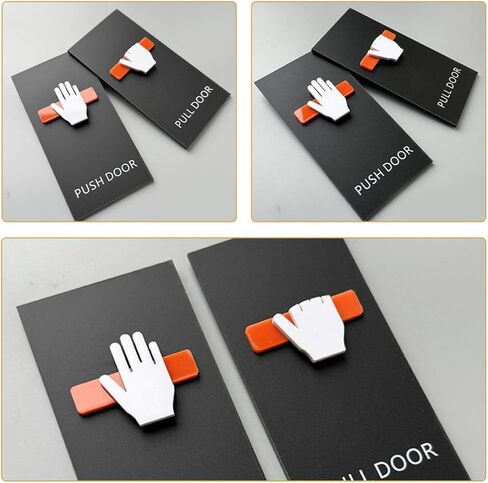 OUNONA 2pcs Acrylic Push Pull Door Signs with Intuitive Icon Design for Wood Doors and Office Conference Rooms Self-adhesive Business Entrance Stickers for Shops and Hotels in Kuwait