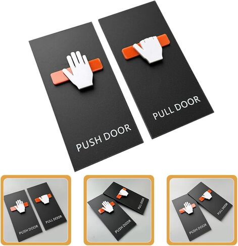 OUNONA 2pcs Acrylic Push Pull Door Signs with Intuitive Icon Design for Wood Doors and Office Conference Rooms Self-adhesive Business Entrance Stickers for Shops and Hotels in Kuwait