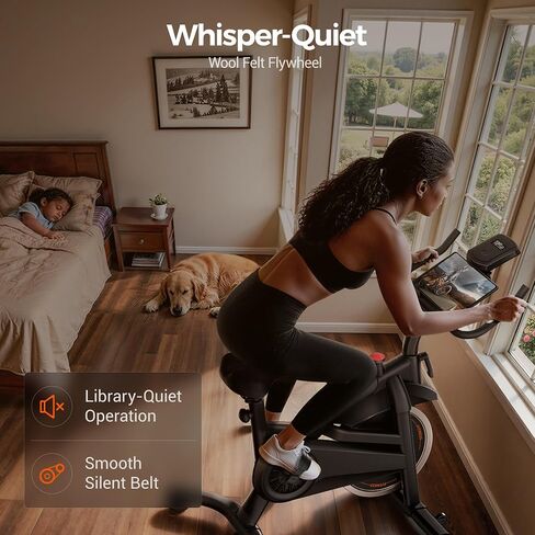 دراجة تمرين CURSOR FITNESS، دراجة تمرين ثابتة للمنزل مع محرك حزام صامت، دراجة ركوب الدراجات في الأماكن المغلقة مع مقعد مريح إضافي/جهاز لوحي وحامل زجاجة، سعة 300 رطل in Kuwait