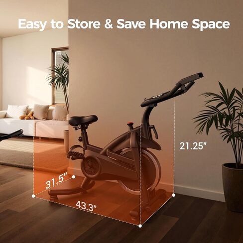 دراجة تمرين CURSOR FITNESS، دراجة تمرين ثابتة للمنزل مع محرك حزام صامت، دراجة ركوب الدراجات في الأماكن المغلقة مع مقعد مريح إضافي/جهاز لوحي وحامل زجاجة، سعة 300 رطل in Kuwait