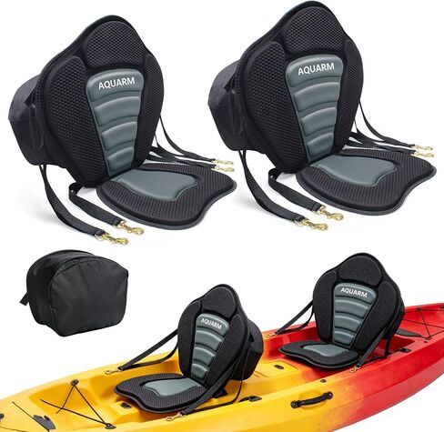 Kayak Seat Deluxe Padded Canoe Seat Adjustable Kayak Backrest Replacement Seat Cushion Pad Back Support with Detachable Back Storage Bag for Universal Sit in Kuwait