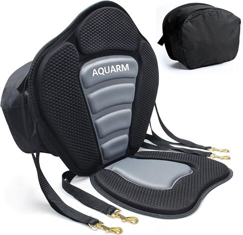 Kayak Seat Deluxe Padded Canoe Seat Adjustable Kayak Backrest Replacement Seat Cushion Pad Back Support with Detachable Back Storage Bag for Universal Sit in Kuwait