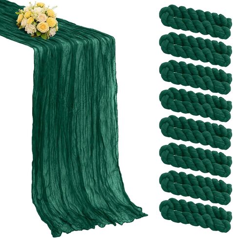مفرش طاولة من القماش القطني البني مقاس 21 × 120 بوصة، مفرش طاولة من الشاش قابل لإعادة الاستخدام من البوليستر بطول 10 أقدام من قماش الجبن الريفي البوهيمي لحفلات الزفاف وحفلات استقبال المولود الجديد وأعياد الميلاد in Kuwait