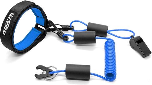 Floatable Boat Kill Switch Lanyard with Wristband & Whistle, Marine Engine Safety Stop Tether Coiled Cord, Compatible with Yamaha WaveRunner PWC, Blue, 1 Pack in Saudi Arabia