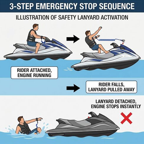 Floatable Boat Kill Switch Lanyard with Wristband & Whistle, Marine Engine Safety Stop Tether Coiled Cord, Compatible with Yamaha WaveRunner PWC, Blue, 1 Pack in Saudi Arabia