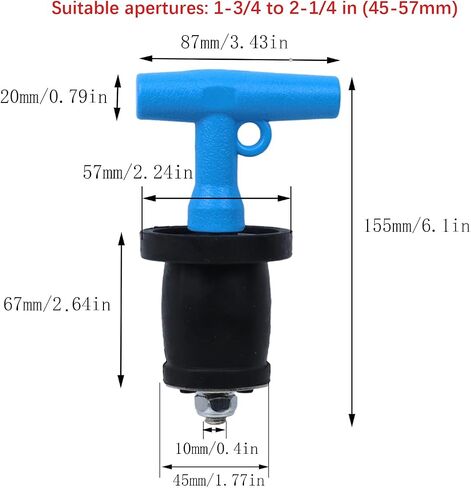 Mechanical Test, Seal, Cleanout Pipe Plug, Stainless Steel Drain Plug on Ship Deck, 1-3/4 to 2-1/4 in (45-57mm) Anti-Return Pipeline Winterizing Pool Plug, Fit for Various Pipe Sink Pool in Kuwait