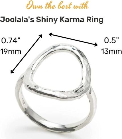 Joolala 925 خاتم كارما من الفضة الإسترليني بدائرة مفتوحة للنساء أنيق وعصري - لمسة نهائية مؤكسدة بسيطة - مثالي للاستخدام اليومي، كاجوال، خاتم الوعد، الذكرى السنوية in Kuwait