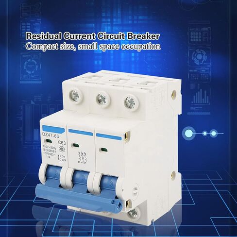 3 Pole MCB Miniature Circuit Breaker, AC 220/380V 63A 3P AC Circuit Breaker MCB, DIN Rail Mounting RCCB Circuit Breaker for Home Appliance, Engineering Construction, DZ47-63 in Kuwait