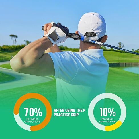 Golf Grip Trainer, Golf Club Grip Trainer for Right Hand, Correct Hand Positioning, Lmprove Swing Stability Accuracy & Muscle Memory Golf Training Swing Aid for All Level Golfers Blue in Kuwait
