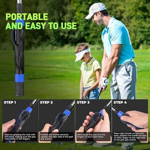 Golf Grip Trainer, Golf Club Grip Trainer for Right Hand, Correct Hand Positioning, Lmprove Swing Stability Accuracy & Muscle Memory Golf Training Swing Aid for All Level Golfers Blue in Kuwait