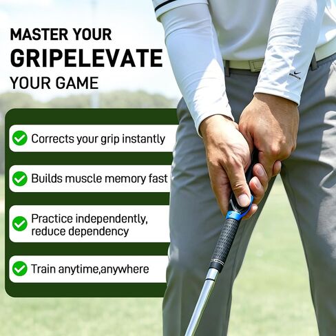 Golf Grip Trainer, Golf Club Grip Trainer for Right Hand, Correct Hand Positioning, Lmprove Swing Stability Accuracy & Muscle Memory Golf Training Swing Aid for All Level Golfers Blue in Kuwait