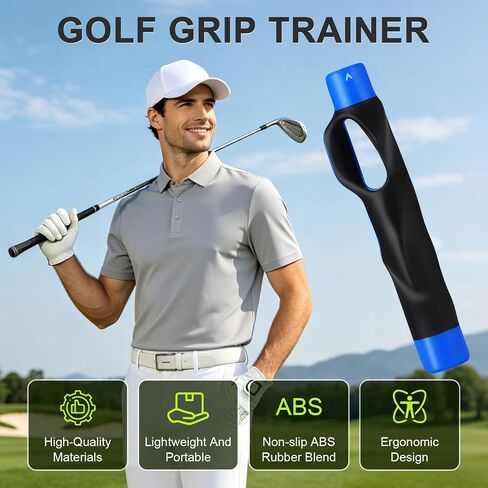 Golf Grip Trainer, Golf Club Grip Trainer for Right Hand, Correct Hand Positioning, Lmprove Swing Stability Accuracy & Muscle Memory Golf Training Swing Aid for All Level Golfers Blue in Kuwait