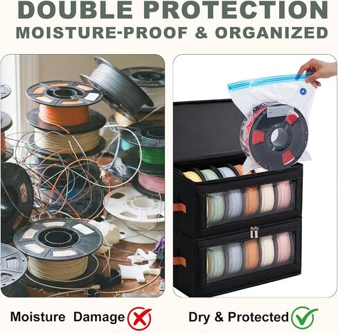 Filament Storage Box (2 Pack) & 12 Vacuum Sealed Bags with Auto Pump for 3D Filament, All-in-One Moisture-Proof Holder Rack for 12 Spools in Kuwait