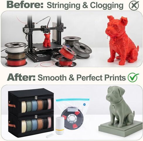 Filament Storage Box (2 Pack) & 12 Vacuum Sealed Bags with Auto Pump for 3D Filament, All-in-One Moisture-Proof Holder Rack for 12 Spools in Kuwait
