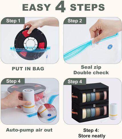 Filament Storage Box (2 Pack) & 12 Vacuum Sealed Bags with Auto Pump for 3D Filament, All-in-One Moisture-Proof Holder Rack for 12 Spools in Kuwait