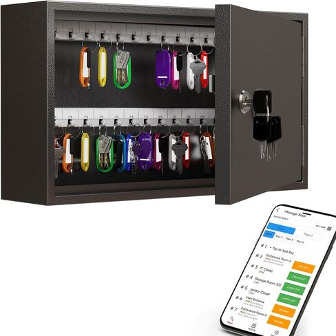 Were Were Smart Key Lock Box ، خزانة مفاتيح مثبتة على الحائط مع 60 علامة مفتاح ، التحكم في تطبيق Bluetooth ، OTP وكلمة المرور إلغاء قفل ، Wi-Fi عن بُعد (الجسر المطلوب) ، مفتاح الصلب آمن للأعمال التجارية Office Home in Kuwait