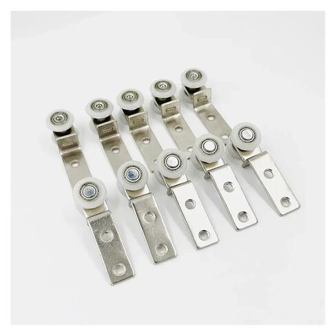 10Pcs Bend Pipe Metal Bearing Pulley Block with Two Plastic Wheel for Sliding Door Window Cabinet in Saudi Arabia