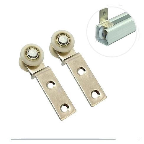 10Pcs Bend Pipe Metal Bearing Pulley Block with Two Plastic Wheel for Sliding Door Window Cabinet in Saudi Arabia