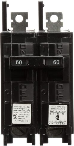 Siemens BQ2B060H 60-Amp Double Pole 120/240-Volt 22KAIC Lug In/Lug Out Breaker in Saudi Arabia