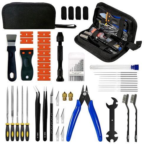 3D Printer Tool Kit Accessories - 58 Pcs Solve 99% Print Failures Clean Maint - with Scraper Brush Pliers Needles Cutter Pouch - for Unclog Nozzle Support Removal Model Finish - for All FDM Printers in Saudi Arabia