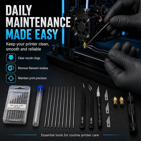 3D Printer Tool Kit Accessories - 58 Pcs Solve 99% Print Failures Clean Maint - with Scraper Brush Pliers Needles Cutter Pouch - for Unclog Nozzle Support Removal Model Finish - for All FDM Printers in Saudi Arabia