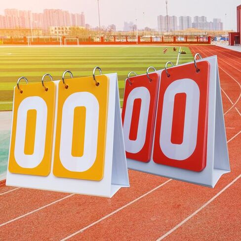 2 Pieces Sports Scoreboards Flip Number Scoreboards Portable Tabletop Double Row Flippers PVC Waterproof Base Stand Suitable for Coaches Basketball Fo in Saudi Arabia