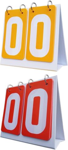 2 Pieces Sports Scoreboards Flip Number Scoreboards Portable Tabletop Double Row Flippers PVC Waterproof Base Stand Suitable for Coaches Basketball Fo in Saudi Arabia