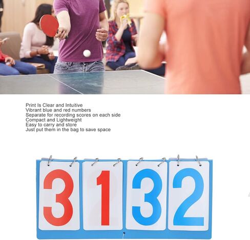 4 Digit Scoreboard Blue Red Number Portable Tabletop Flip Score Keeper for Volleyball Basketball in Saudi Arabia