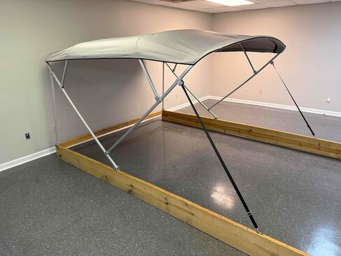 Replacement Bimini Top Canvas with Storage Boot, 12' Long x 8.5' Wide, 16oz, 4 Bow, fits 97-103" Wide, Zippered Sleeves, Cutout for Navigation Light, by Cypress Rowe Outfitters (Black) in Kuwait