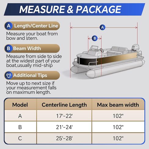900D Heavy Duty Pontoon/Deck Boat Cover - Fully Waterproof & Ultra-Durable Tear-Resistant,Marine Grade Fade-Resistant Boat Cover for Length: 21'-24',Beam Width up to 102",Black in Saudi Arabia