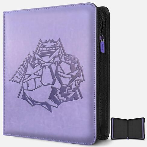 Toploader Binder, Oversized 9 Pocket 252 Top loaders Holder with Customizable Label Slot and Side-Loading Sleeves for Trading Cards in 3" x 4" Toploader (Purple) in Kuwait