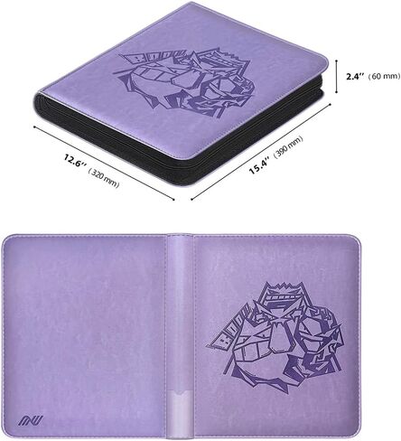 Toploader Binder, Oversized 9 Pocket 252 Top loaders Holder with Customizable Label Slot and Side-Loading Sleeves for Trading Cards in 3" x 4" Toploader (Purple) in Kuwait