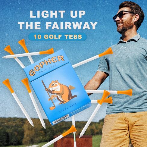 Shanker Golf - تي شيرتات جولف مضحكة - عبوة من 10 قطع من Gopher - هدية جولف مضحكة للرجال - ملحقات جولف محاكاة ساخرة - تي شيرتات مبتكرة رائعة للاعبي الجولف - هدية لعبة الجولف in Kuwait