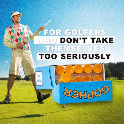 Shanker Golf - تي شيرتات جولف مضحكة - عبوة من 10 قطع من Gopher - هدية جولف مضحكة للرجال - ملحقات جولف محاكاة ساخرة - تي شيرتات مبتكرة رائعة للاعبي الجولف - هدية لعبة الجولف in Kuwait