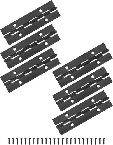 M METERXITY 6-Pack Piano Hinges, 4 Inch / 100mm 304 Stainless Steel Continuous Piano Hinge with Holes and Screws for Cabinets Door/Storage Box [1.2X 0.04/ 30x 1mm Open Width Thick, Black] in Kuwait