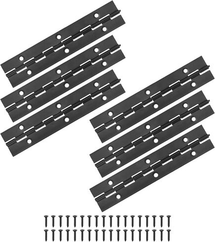 M METERXITY 6-Pack Piano Hinges, 4 Inch / 100mm 304 Stainless Steel Continuous Piano Hinge with Holes and Screws for Cabinets Door/Storage Box [1.2X 0.04/ 30x 1mm Open Width Thick, Black] in Kuwait