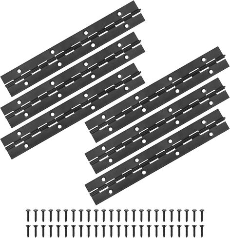 M METERXITY 6-Pack Piano Hinges, 4 Inch / 100mm 304 Stainless Steel Continuous Piano Hinge with Holes and Screws for Cabinets Door/Storage Box [1.2X 0.04/ 30x 1mm Open Width Thick, Black] in Kuwait