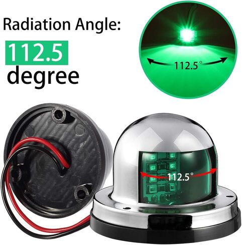 Partsam 2 قطعة مركبة بحرية ضوء أحمر أخضر LED القوس أضواء الملاحة + 4 قطعة 3 بوصة مستديرة الكروم مركبة بحرية أضواء الأزرق LED in Kuwait