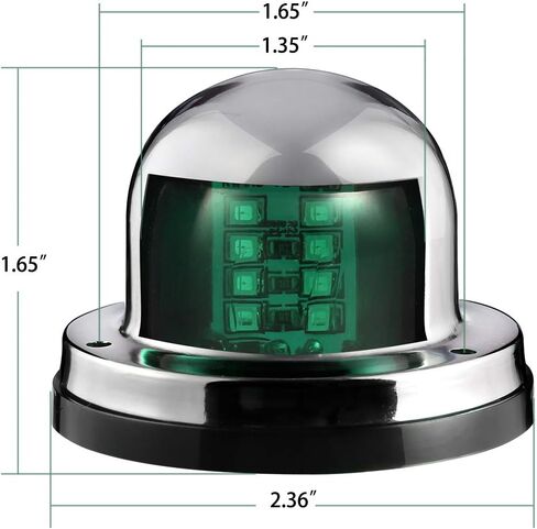 Partsam 2 قطعة مركبة بحرية ضوء أحمر أخضر LED القوس أضواء الملاحة + 4 قطعة 3 بوصة مستديرة الكروم مركبة بحرية أضواء الأزرق LED in Kuwait