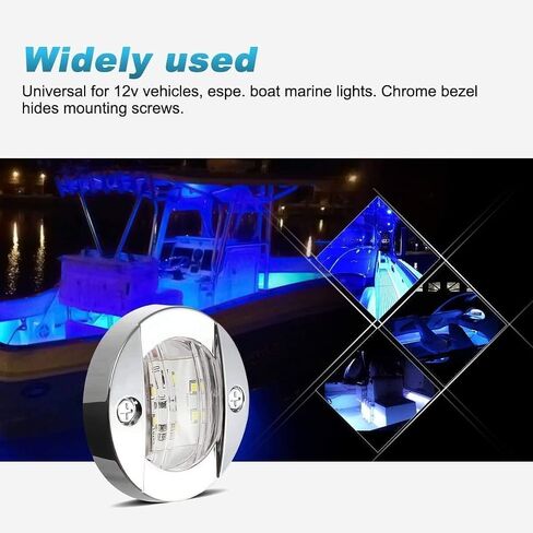 Partsam 2 قطعة مركبة بحرية ضوء أحمر أخضر LED القوس أضواء الملاحة + 4 قطعة 3 بوصة مستديرة الكروم مركبة بحرية أضواء الأزرق LED in Kuwait