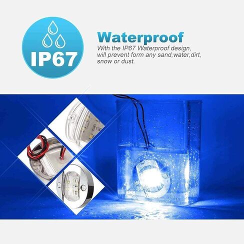 Partsam 2 قطعة مركبة بحرية ضوء أحمر أخضر LED القوس أضواء الملاحة + 4 قطعة 3 بوصة مستديرة الكروم مركبة بحرية أضواء الأزرق LED in Kuwait