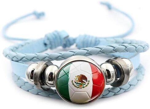 2026 World Cup National Flag Soccer Bracelet Blue Braided Leather Bracelet for Men Women in Kuwait