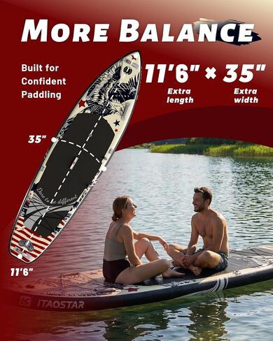iTAOSTAR Novelty-N26 11'6" x 35" Extra Wide Inflatable Stand Up Paddle Board, Stable Portable SUP for Adults, All-in-One for Yoga Fishing Surfing, with Full Accessories Kit in Kuwait