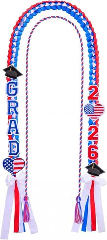 2025 Graduation Leis and Cords, Grad Money Leis with 11 Embroidered Patches for Graduation Party Decorations in Kuwait
